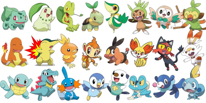 All Pokemon Starters by Generation